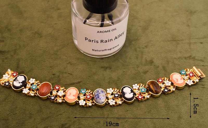 Cameo Bracelet with Natural Stone & Enamel Finish