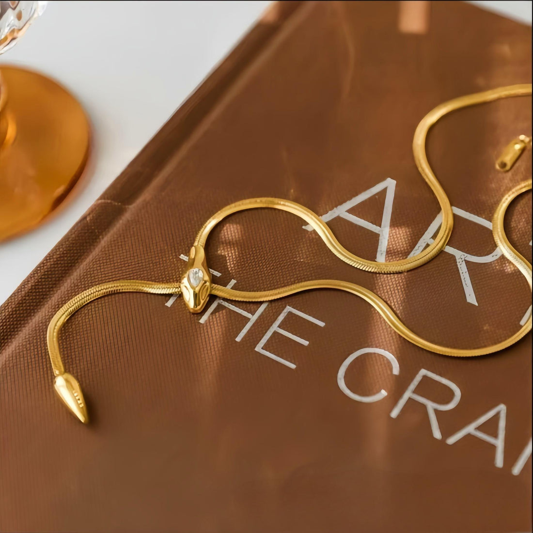 14K Snake Diamond Collarbone Necklace