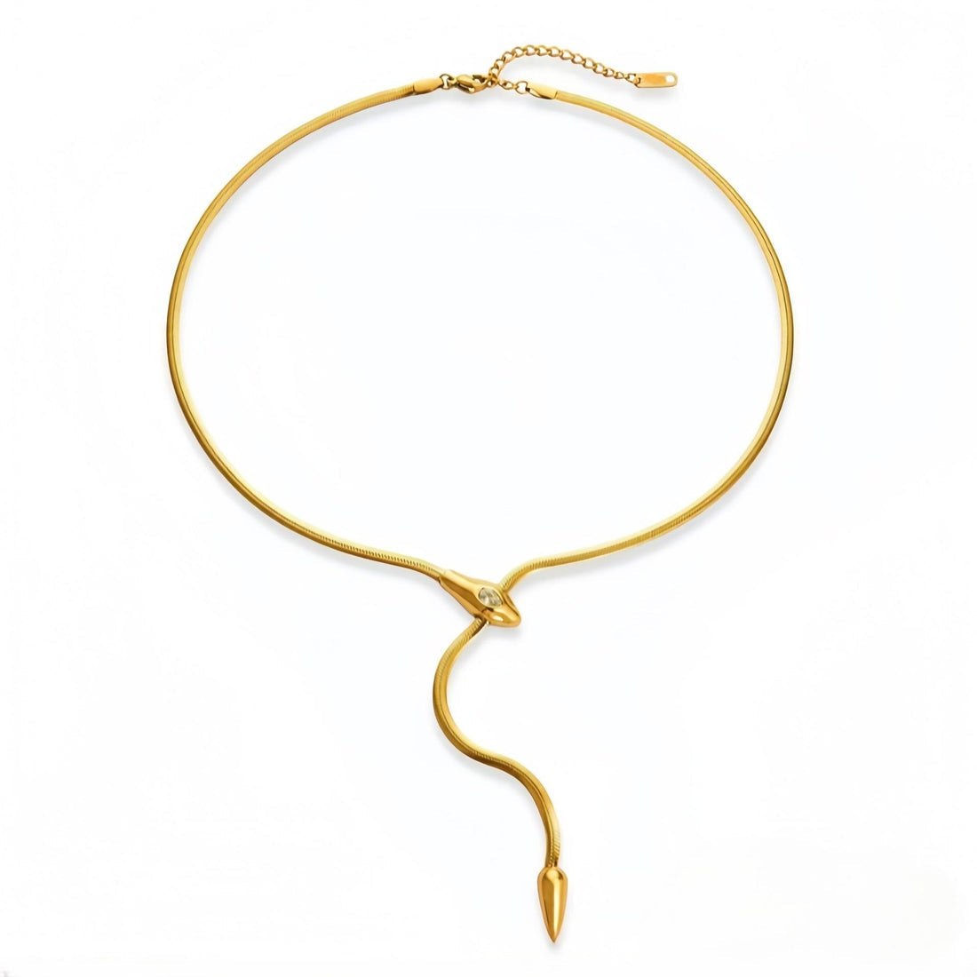 14K Snake Diamond Collarbone Necklace