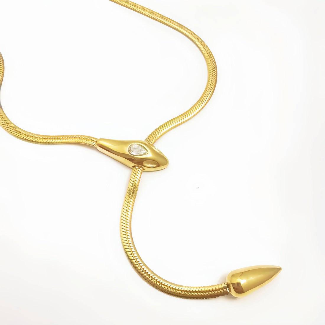 14K Snake Diamond Collarbone Necklace
