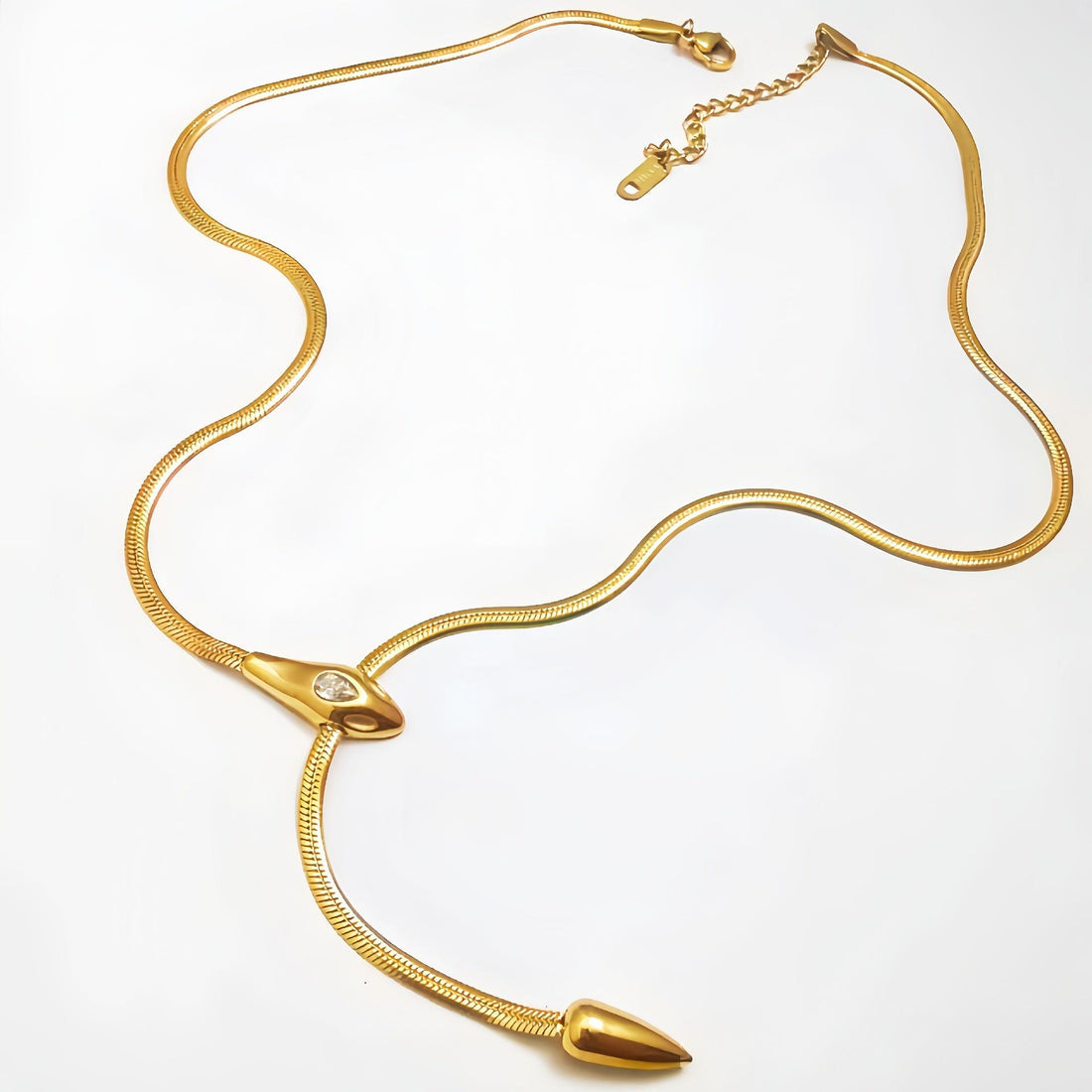 14K Snake Diamond Collarbone Necklace